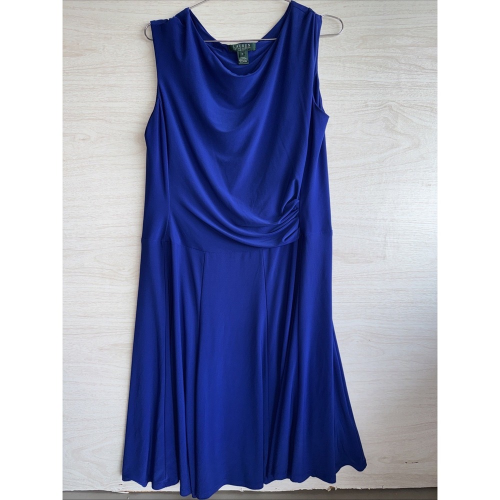 Lauren Ralph Lauren blue sleeveless Cowl Neck Dress Sz 16